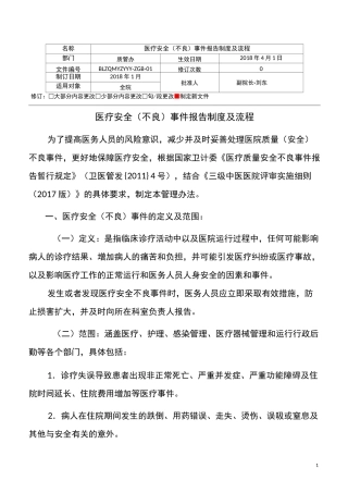 医疗安全不良事件上报制度