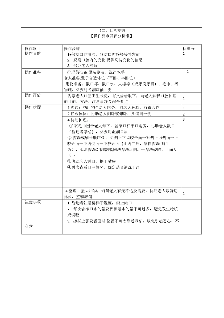护理员考试操作评分_第3页