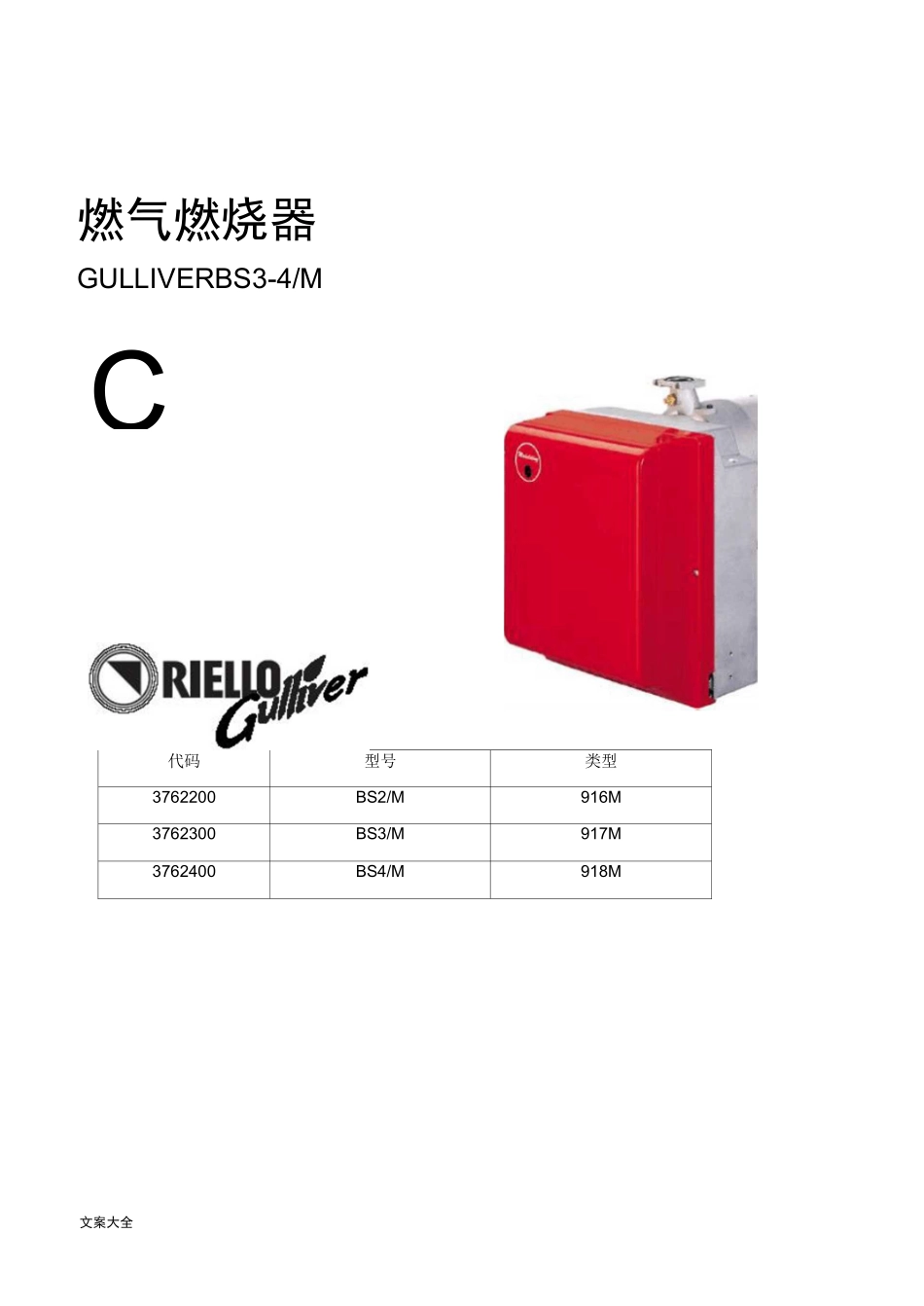 利雅路燃气燃烧器说明书_第1页