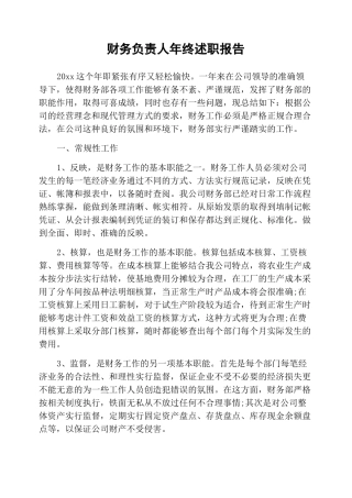 财务负责人年终述职报告