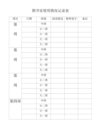 图书室使用情况记录表