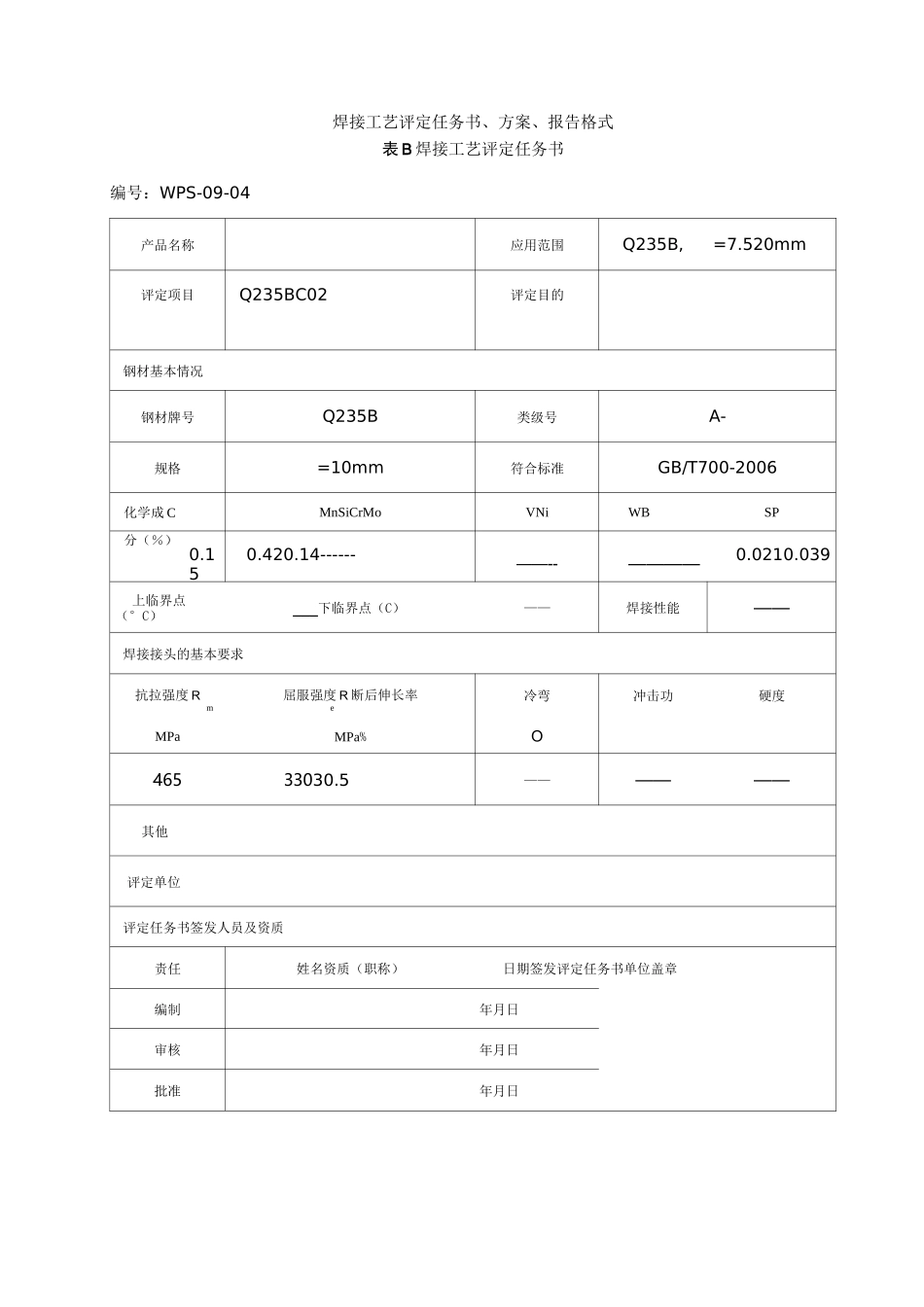 焊接工艺评定(Q235B)二保焊_第1页