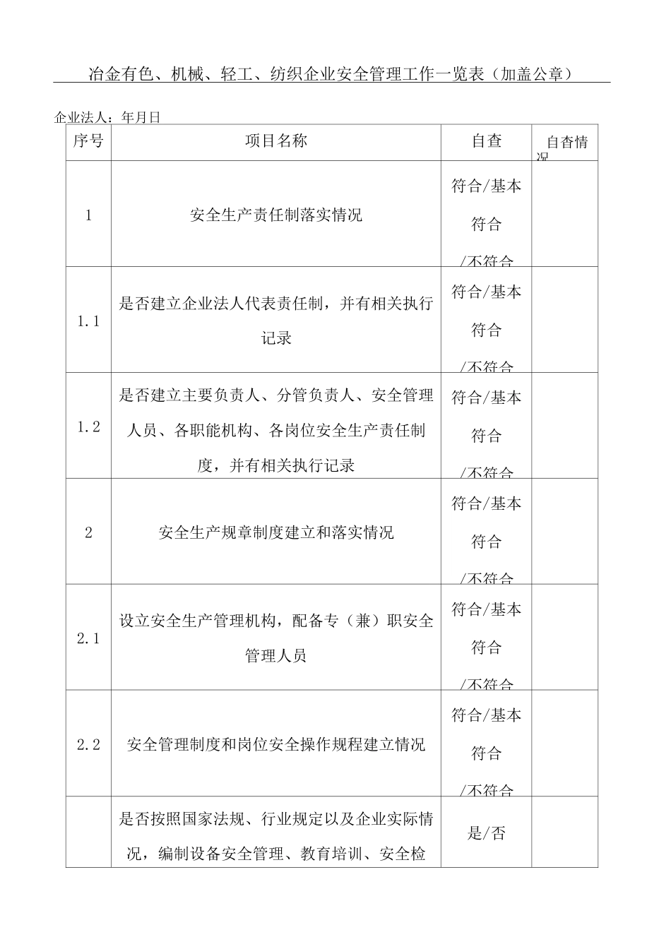 企业安全生产报表_第1页