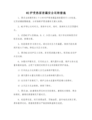 #2炉受热面泄漏安全运行措施