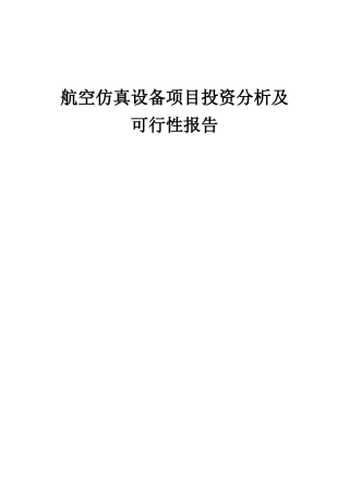 2025年航空仿真设备项目投资分析及可行性报告