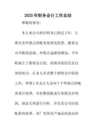 2025年财务会计工作总结-1