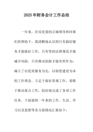 2025年财务会计工作总结
