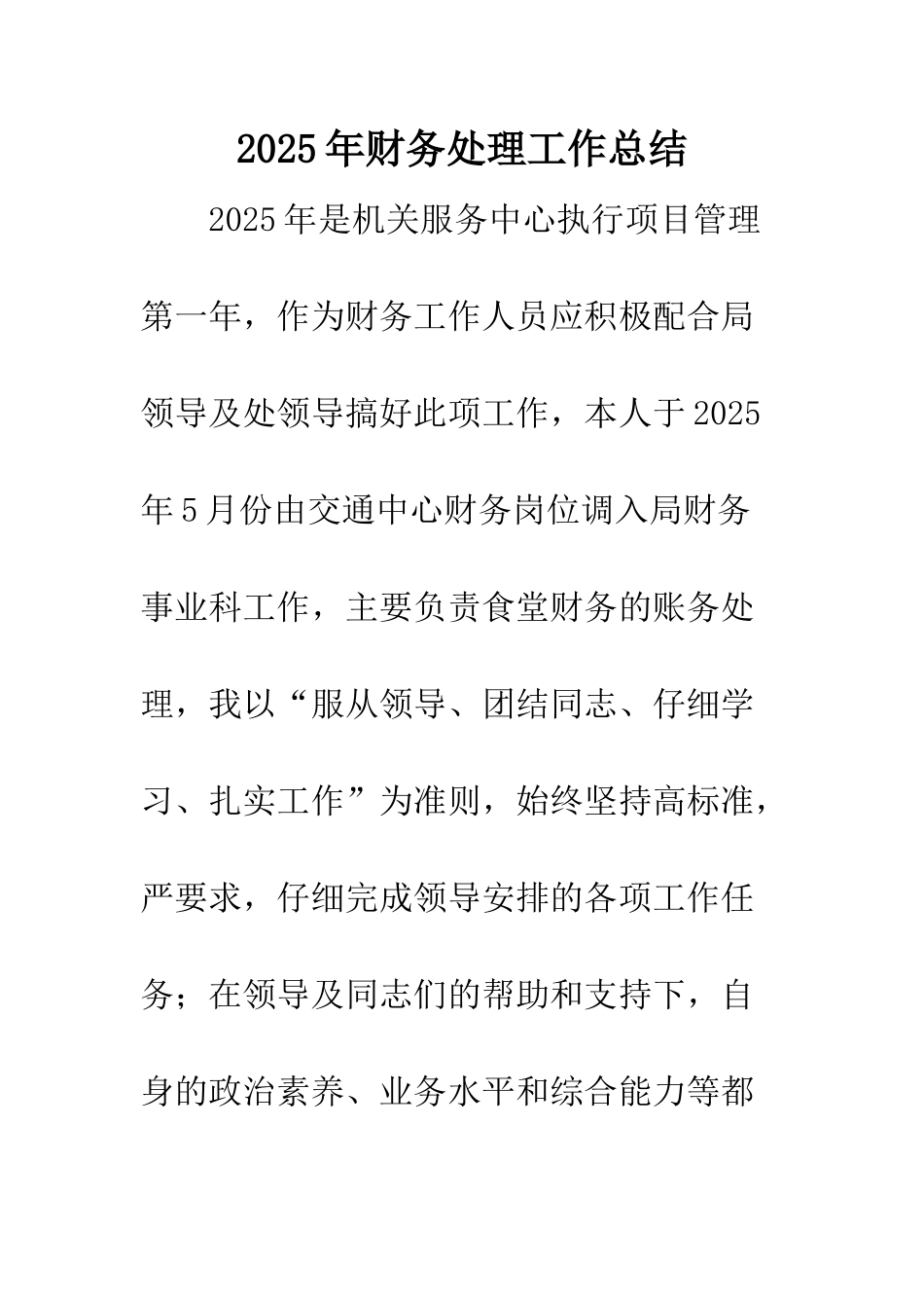 2025年财务处理工作总结-1_第1页