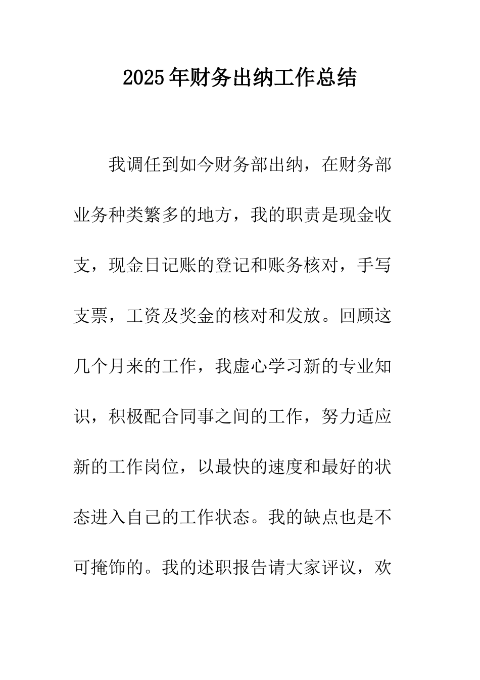 2025年财务出纳工作总结_第1页