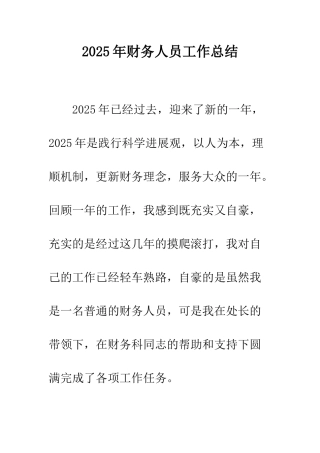 2025年财务人员工作总结