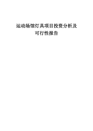 2025年运动场馆灯具项目投资分析及可行性报告