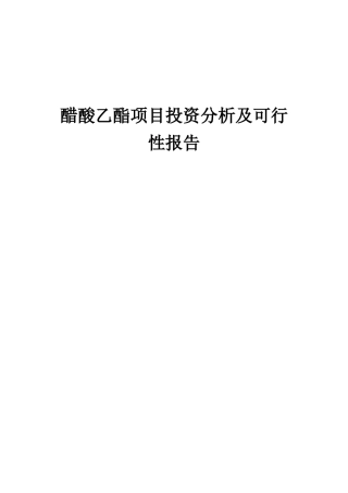 2025年醋酸乙酯项目投资分析及可行性报告