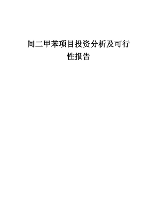 2025年间二甲苯项目投资分析及可行性报告