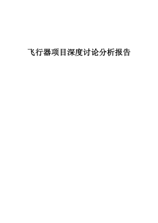 2025年飞行器项目深度研究分析报告