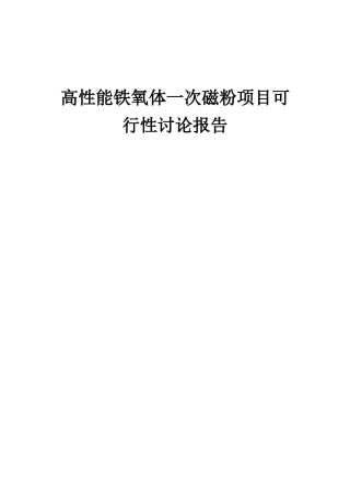 2025年高性能铁氧体一次磁粉项目可行性研究报告