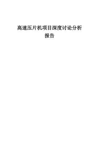 2025年高速压片机项目深度研究分析报告
