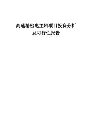 2025年高速精密电主轴项目投资分析及可行性报告