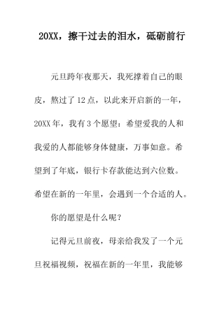 20XX-擦干过去的泪水-砥砺前行