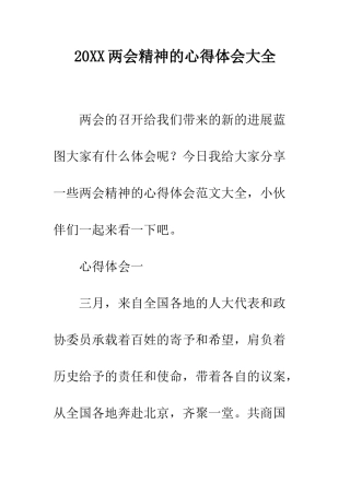 20XX两会精神的心得体会大全