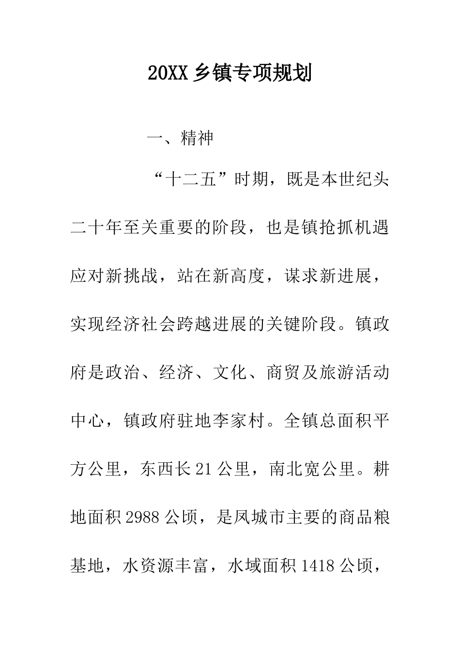 20XX乡镇专项规划_第1页