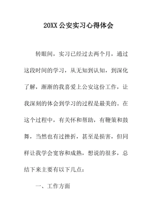20XX公安实习心得体会