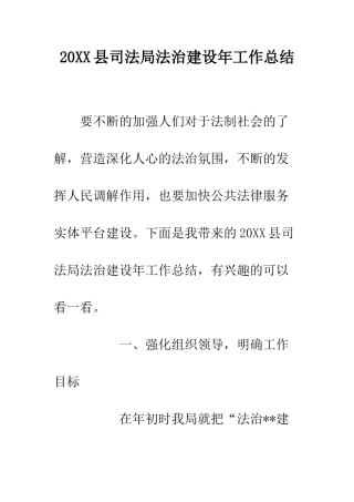 20XX县司法局法治建设年工作总结