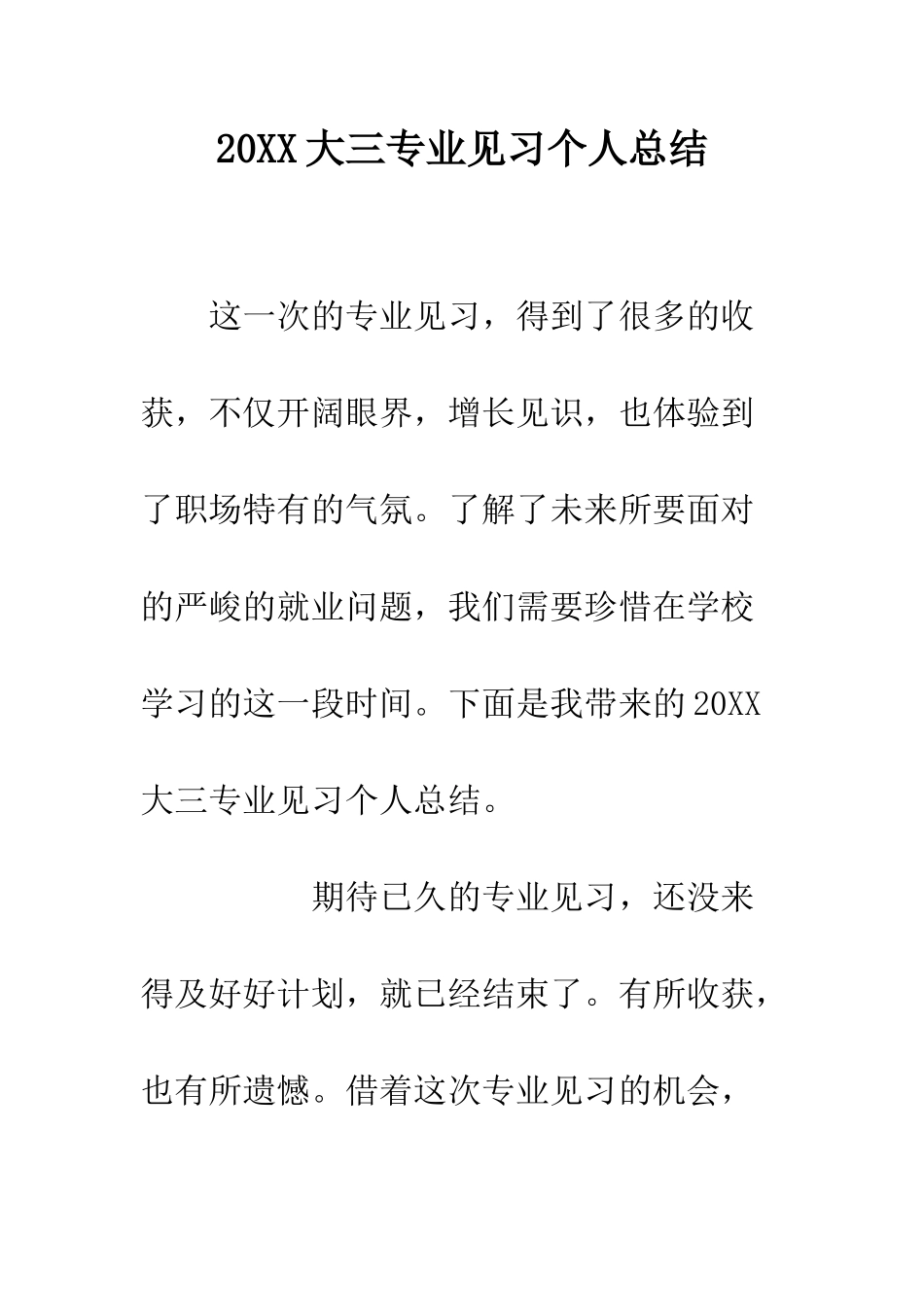 20XX大三专业见习个人总结_第1页