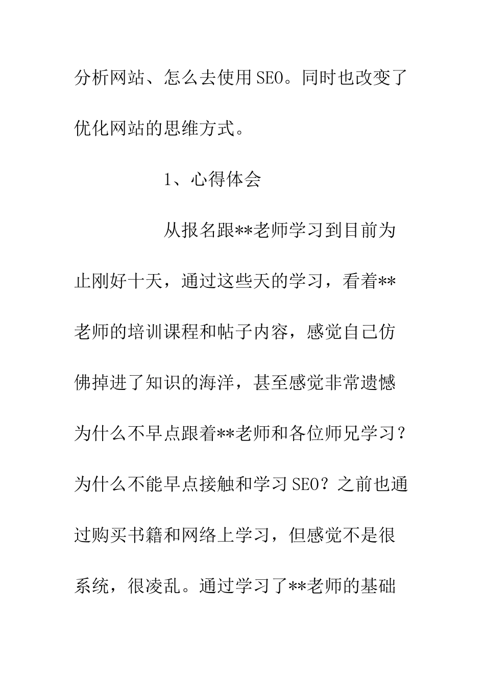 20XX学习SEO心得体会和经验分享_第2页
