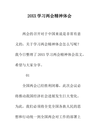 20XX学习两会精神体会