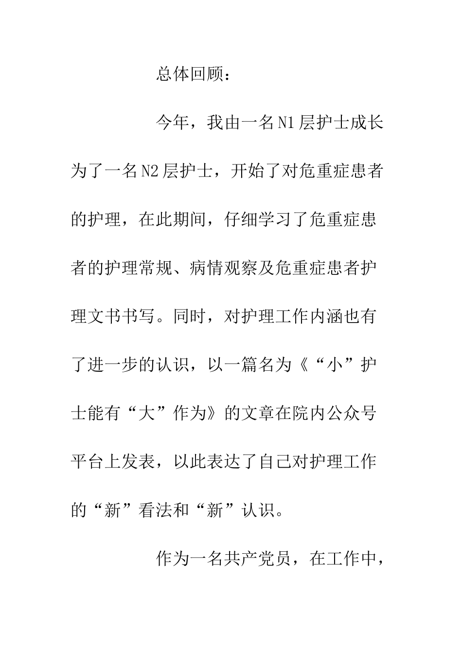 20XX年N2护士年终工作总结_第2页