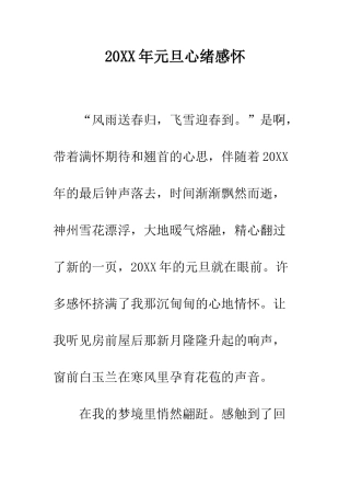 20XX年元旦心绪感怀