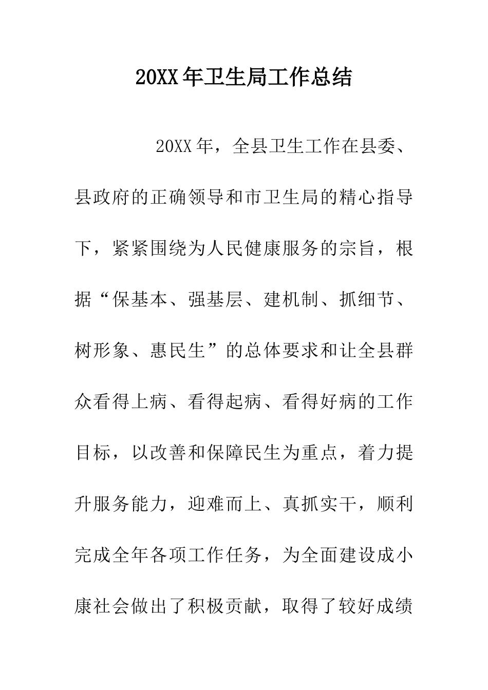 20XX年卫生局工作总结-0_第1页