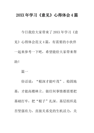 20XX年学习《意见》心得体会4篇