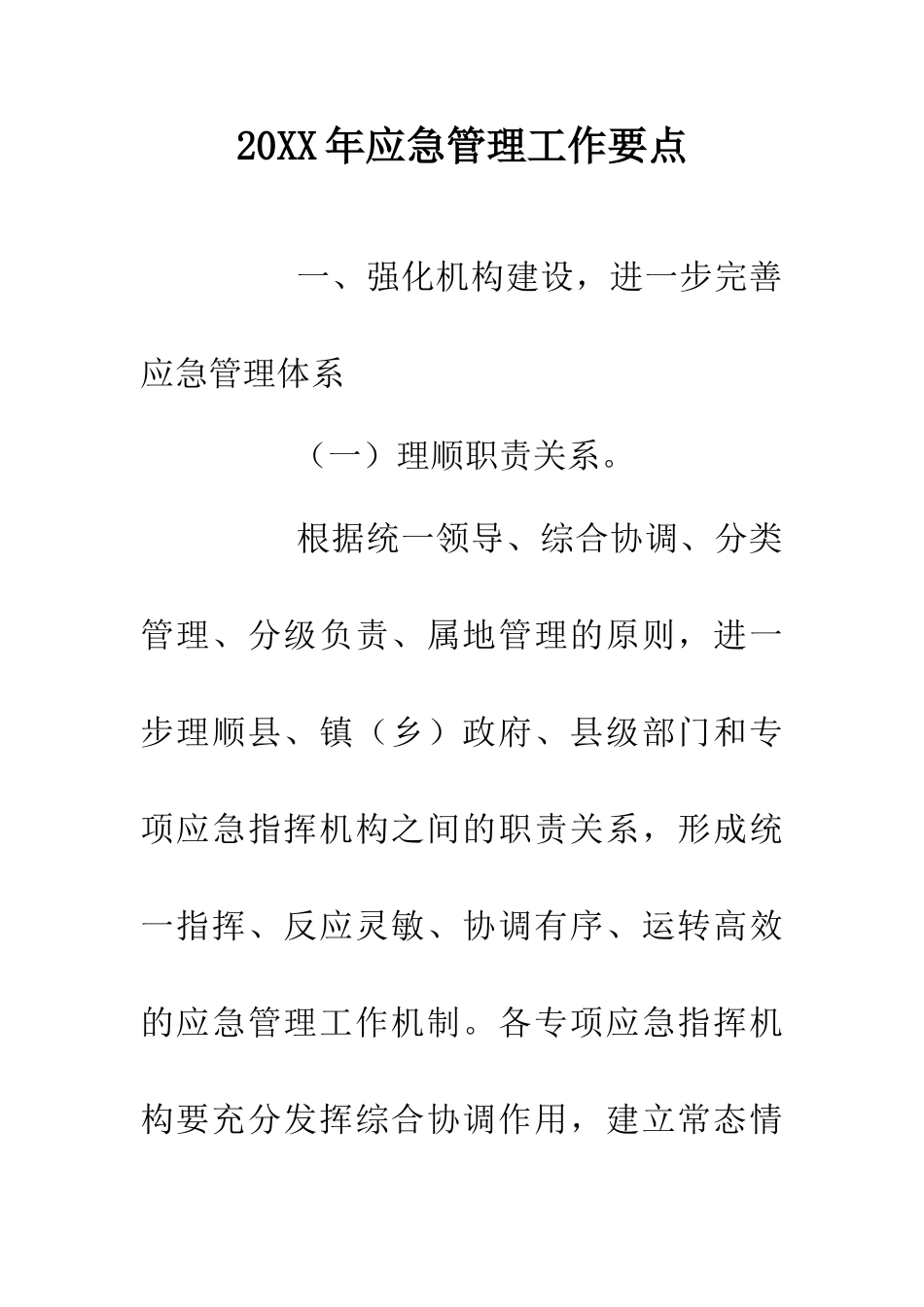 20XX年应急管理工作要点_第1页