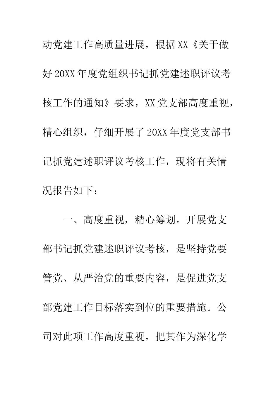 20XX年度党支部书记抓党建述职评议考核工作总结报告模板_第2页