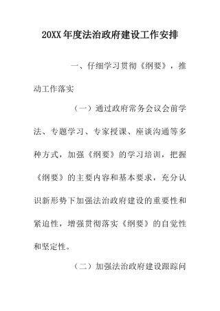 20XX年度法治政府建设工作安排