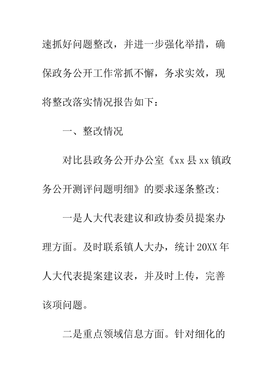 20XX年政务公开工作整改落实情况报告_第2页