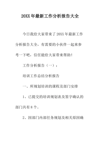 20XX年最新工作分析报告大全