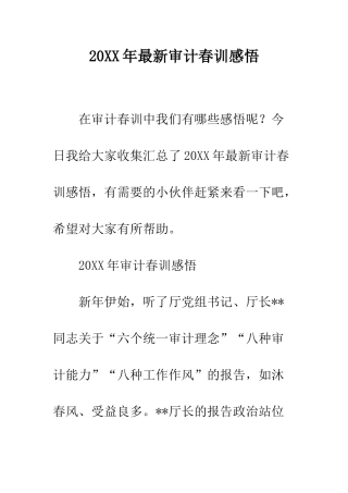 20XX年最新审计春训感悟
