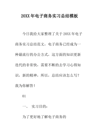 20XX年电子商务实习总结模板