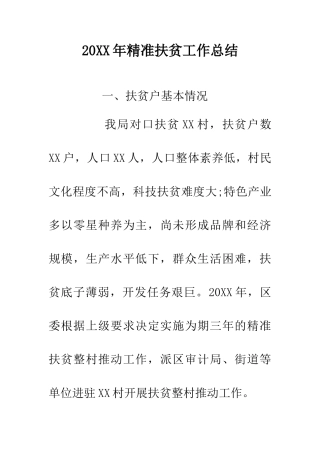 20XX年精准扶贫工作总结