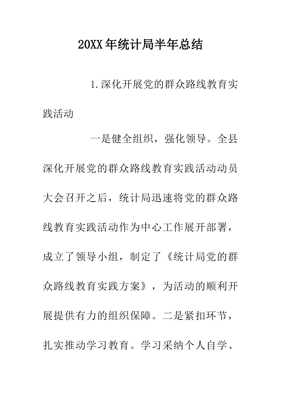 20XX年统计局半年总结_第1页