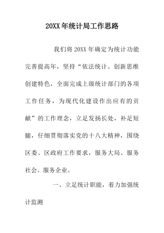 20XX年统计局工作思路