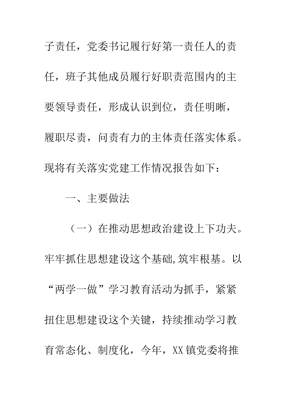 20XX年落实党建工作责任制工作汇报_第2页
