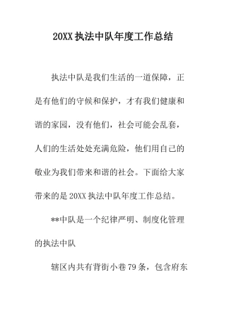20XX执法中队年度工作总结