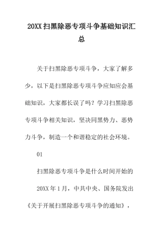 20XX扫黑除恶专项斗争基础知识汇总