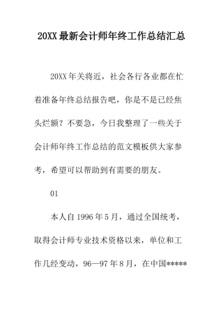 20XX最新会计师年终工作总结汇总