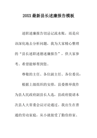 20XX最新县长述廉报告模板