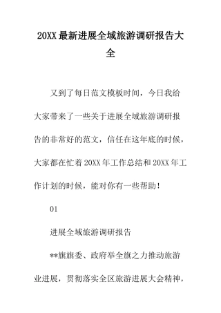 20XX最新发展全域旅游调研报告大全