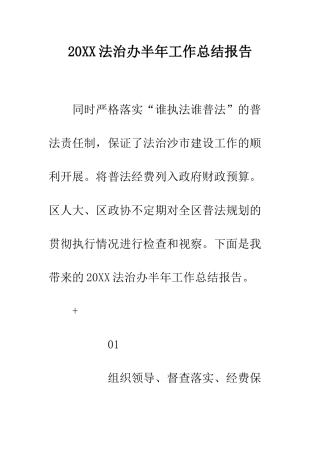 20XX法治办半年工作总结报告